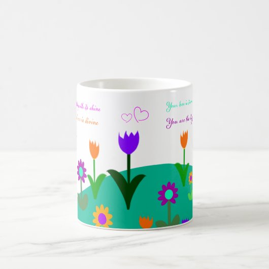 母の日の詩と繁栄した丘 コーヒーマグカップ (中央)