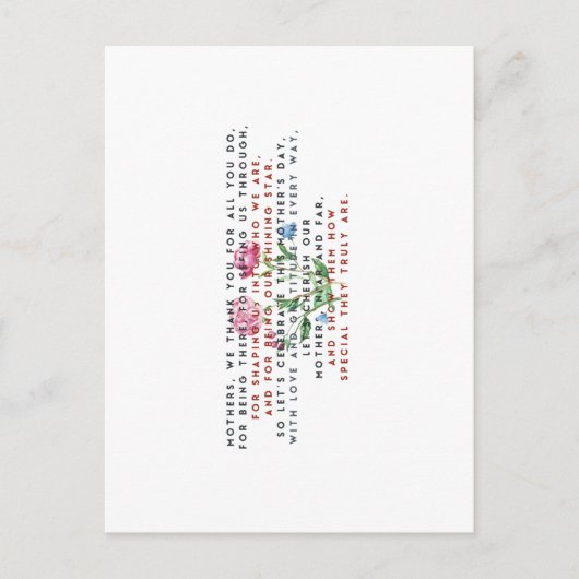 母の日の詩と花Tシャツ ポストカード (正面)