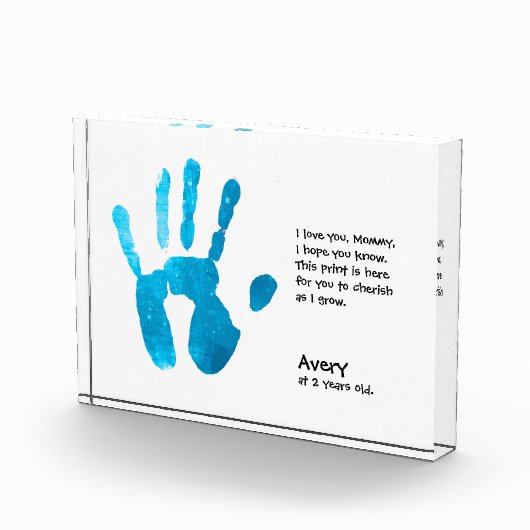 母の日の詩の記念の子の贈り物ハンドプリント フォトブロック (右)