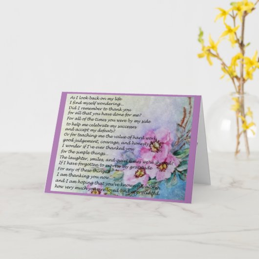 母の日の詩 カード (黄色い花)