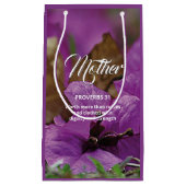 母の日の諺31キリスト教の紫のフローラ スモールペーパーバッグ (正面)