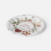 母の日の諺31:25赤面ピンクフローラ ペーパープレート (アングル)