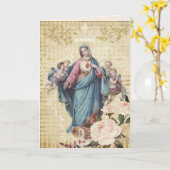 母の日の賛美された聖母マリアの宗教天使 カード (黄色い花)