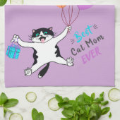 母の日の贈り最高の物猫ママ キッチンタオル (折り畳み)