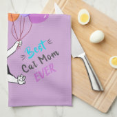 母の日の贈り最高の物猫ママ キッチンタオル (四つ折り)