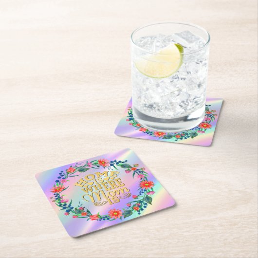 母の日の贈り物が母の家 スクエアペーパーコースター (インサイチュ)