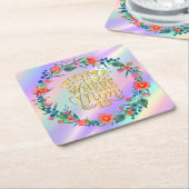 母の日の贈り物が母の家 スクエアペーパーコースター (アングル)