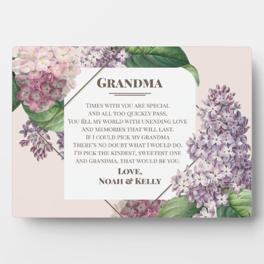 母の日の贈り物のおばあちゃん孫 フォトプラーク (正面)