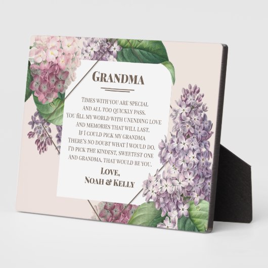 母の日の贈り物のおばあちゃん孫 フォトプラーク (側面)