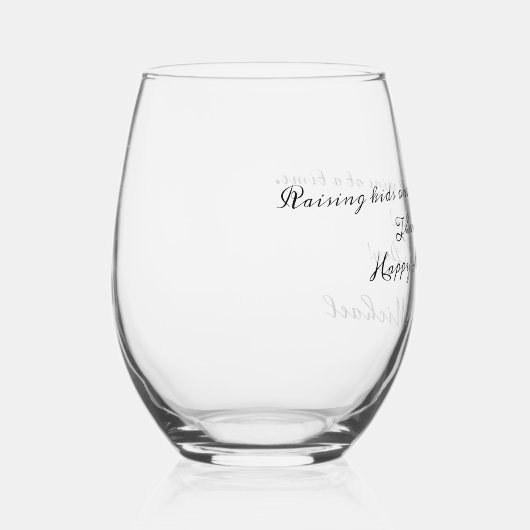母の日の贈り物のおもしろい引用文スクリプト名オン ステムなしワイングラス (右)