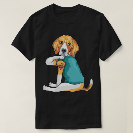 母の日の贈り物のおもしろい犬ママBeagle私はママが大好き Tシャツ (デザイン正面)