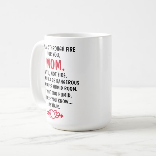 母の日の贈り物のために火の中を歩く コーヒーマグカップ (正面左)