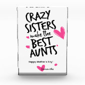 母の日の贈り物のための叔母ピンクのハート写真フレーム フォトブロック (正面)