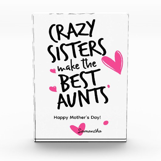 母の日の贈り物のための叔母ピンクのハート写真フレーム フォトブロック (正面)