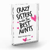 母の日の贈り物のための叔母ピンクのハート写真フレーム フォトブロック (左)