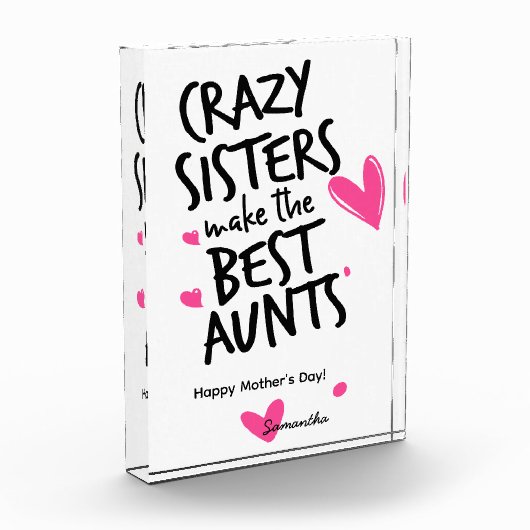 母の日の贈り物のための叔母ピンクのハート写真フレーム フォトブロック (左)