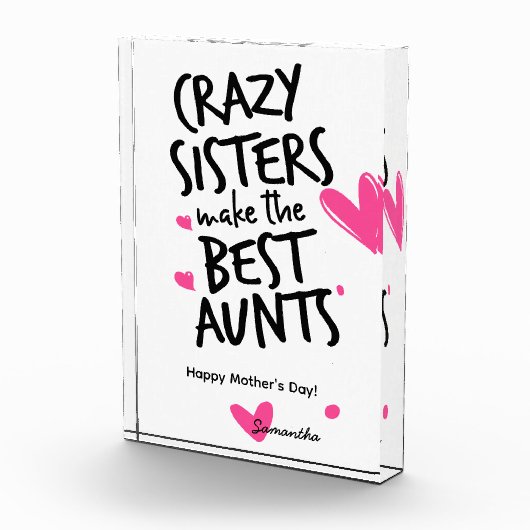 母の日の贈り物のための叔母ピンクのハート写真フレーム フォトブロック (右)