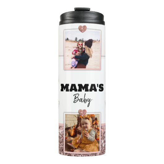 母の日の贈り物のための母の写真バラカスタム金ゴールド タンブラー (正面)