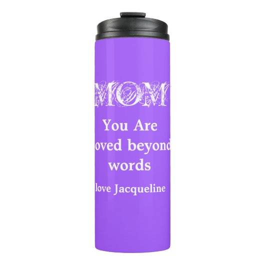 母の日の贈り物パーソナライズされた名かわいい紫 タンブラー (正面)