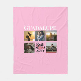 母の日の贈り物フォトコラージュモノグラムの フリースブランケット