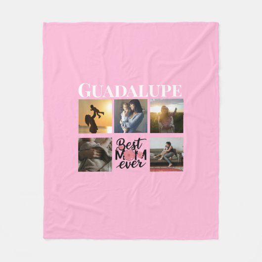 母の日の贈り物フォトコラージュモノグラムの フリースブランケット (正面)