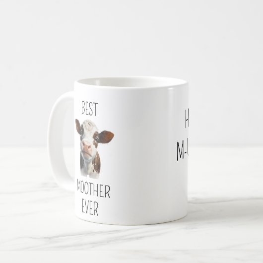 母の日の贈り物ママ牛の恋人 コーヒーマグカップ (正面左)