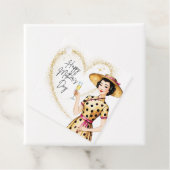 母の日の贈り物ラベル – アジアの女性と金ゴールド帽子 フェイバータグ (インサイチュ)