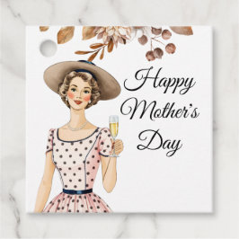 母の日の贈り物ラベル – ブラウンハット付きの女性 フェイバータグ