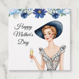 母の日の贈り物ラベル – 青い帽子の女性 フェイバータグ