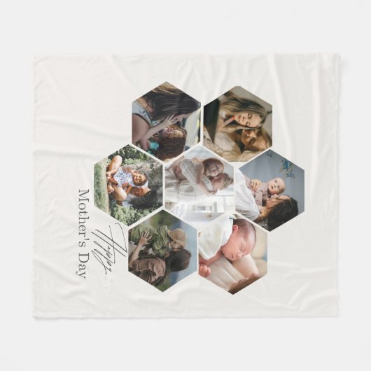 母の日の贈り物MOMMYパーソナライズされたフォトコラージュ フリースブランケット (正面(横))