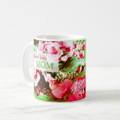 母の日の赤いアジサイの花 コーヒーマグカップ (正面左)