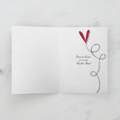 母の日の赤いハイビスカスの花の銀のフレーム カード (内部)