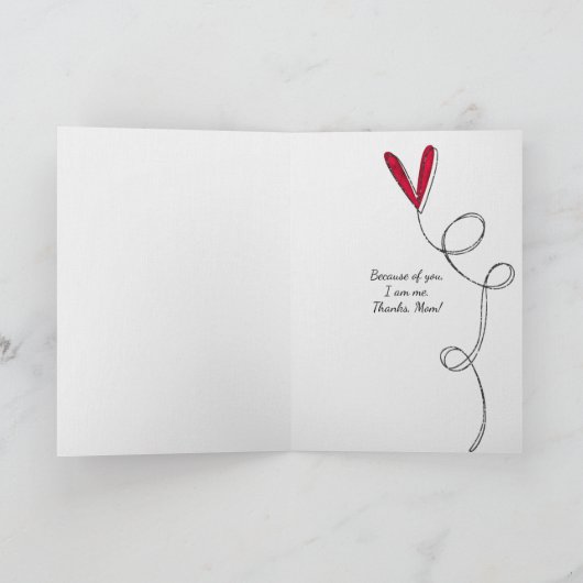 母の日の赤いハイビスカスの花の銀のフレーム カード (内部)