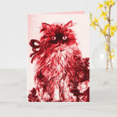 母の日の赤いバラの子猫 カード (黄色い花)