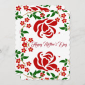 母の日の赤いバラの花束 緑の葉が可愛い シーズンカード (正面/裏面)