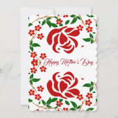 母の日の赤いバラの花束 緑の葉が可愛い シーズンカード (正面)