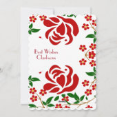 母の日の赤いバラの花束 緑の葉が可愛い シーズンカード (裏面)