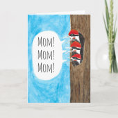 母の日の赤ちゃんキツツキの水彩カード カード (正面)