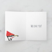 母の日の赤ちゃんキツツキの水彩カード カード (内部)