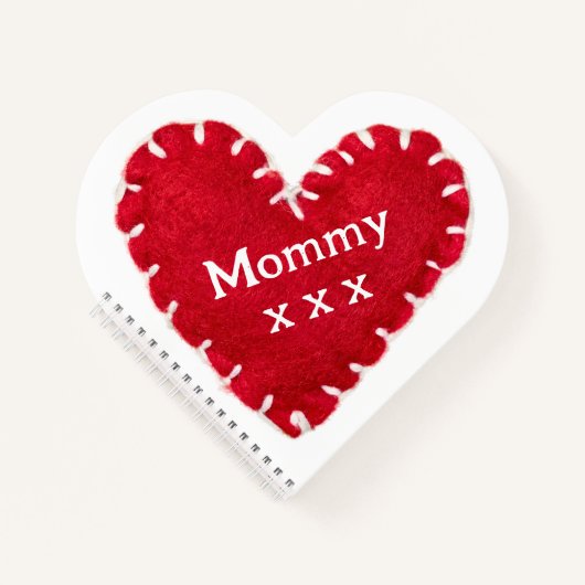 母の日の赤感じハート ノートブック (正面)