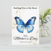 母の日の追悼カード - 青い蝶 (スタンド正面)