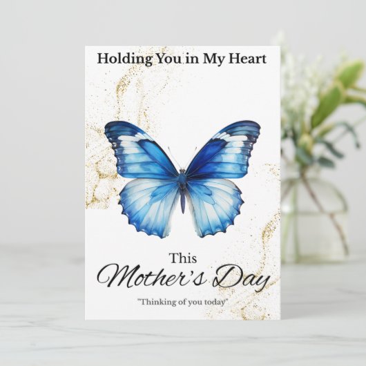 母の日の追悼カード - 青い蝶 (スタンド正面)