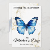 母の日の追悼カード - 青い蝶 (正面/裏面)