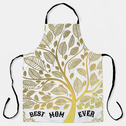 母の日の金ゴールドの木最高の母は常シェフ エプロン (正面)