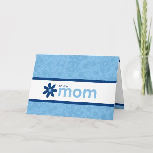 母の日の陽気で青い花の挨拶状 カード (正面)