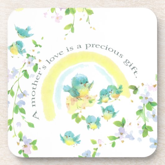 母の日の青い愛鳥 コースター (正面)