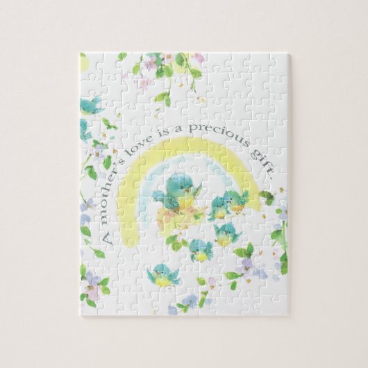 母の日の青い愛鳥 ジグソーパズル (縦)