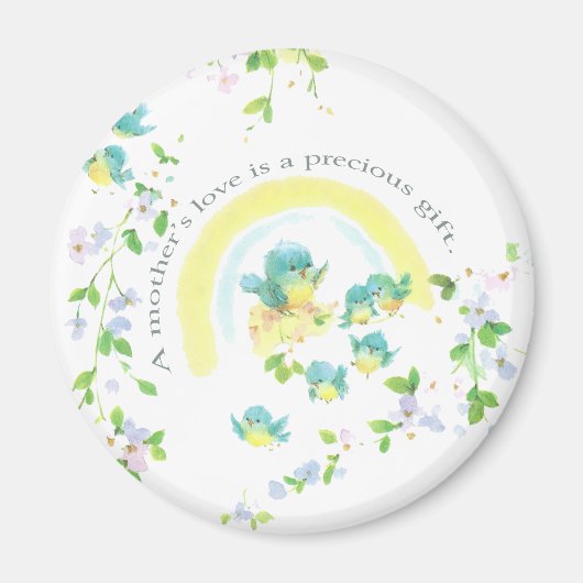 母の日の青い愛鳥 マグネット (正面)