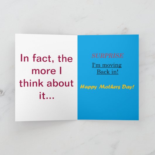 母の日の驚き カード (内部)