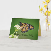 母の日の（昆虫）オオカバマダラ、モナークチョウオンホワイトミルクウィード カード (黄色い花)